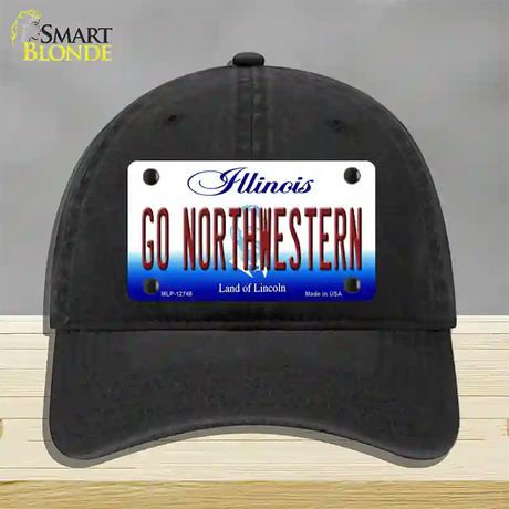 Go Northwestern Novelty License Plate Hat Unconstructed Cotton / Black