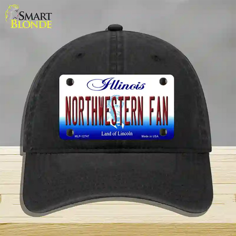 Northwestern Fan Novelty License Plate Hat Unconstructed Cotton / Black