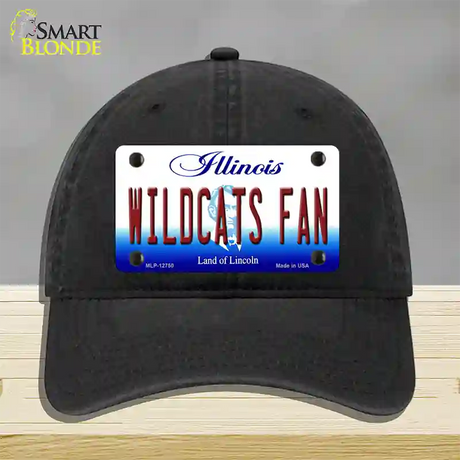 Wildcats Fan Illinois Novelty License Plate Hat Unconstructed Cotton / Black