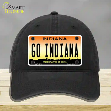 Go Indiana Novelty License Plate Hat Tag Unconstructed Cotton / Black