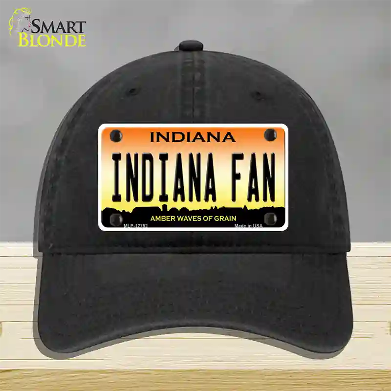 Indiana Fan Novelty License Plate Hat Tag Unconstructed Cotton / Black