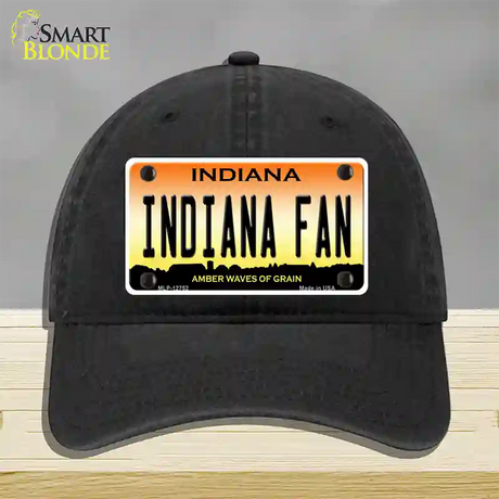 Indiana Fan Novelty License Plate Hat Tag Unconstructed Cotton / Black