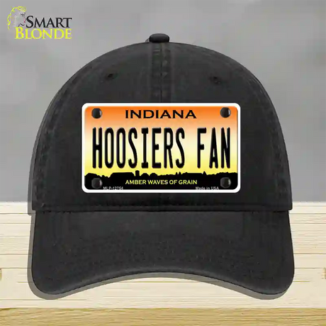 Hoosiers Fan Novelty License Plate Hat Tag Unconstructed Cotton / Black