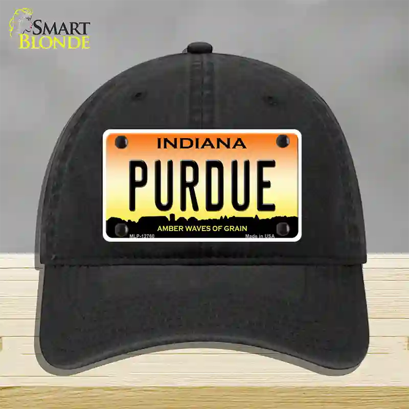 Purdue Novelty License Plate Hat Tag Unconstructed Cotton / Black