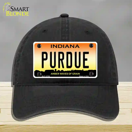 Purdue Novelty License Plate Hat Tag Unconstructed Cotton / Black