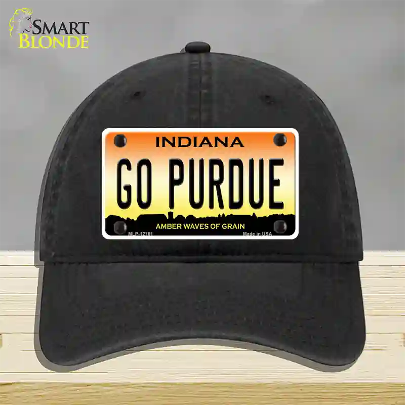 Go Purdue Novelty License Plate Hat Tag Unconstructed Cotton / Black