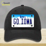 Go Iowa Novelty License Plate Hat Tag Unconstructed Cotton / Black