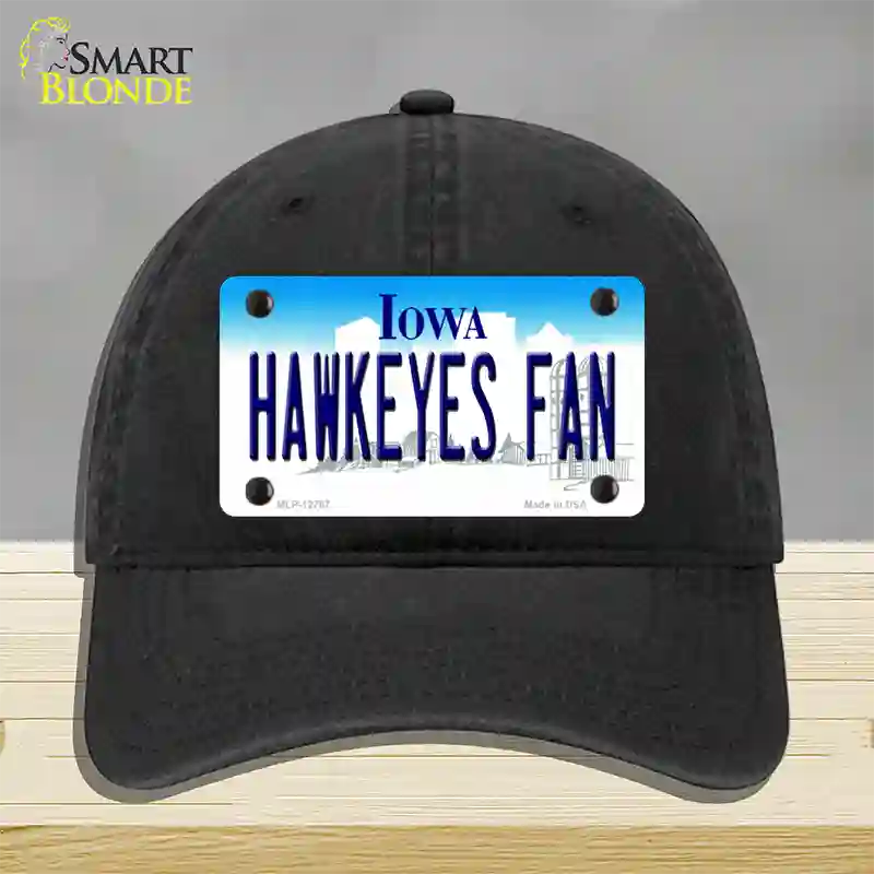 Hawkeyes Fan Novelty License Plate Hat Unconstructed Cotton / Black