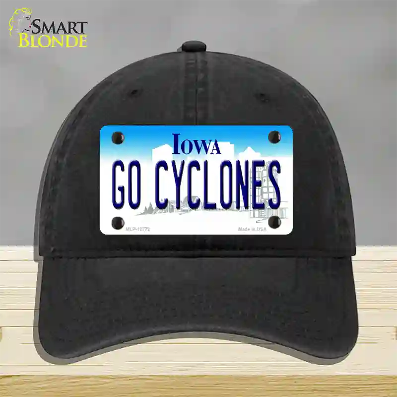 Go Cyclones Novelty License Plate Hat Tag Unconstructed Cotton / Black