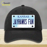 Jayhawks Fan Novelty License Plate Hat Tag Unconstructed Cotton / Black