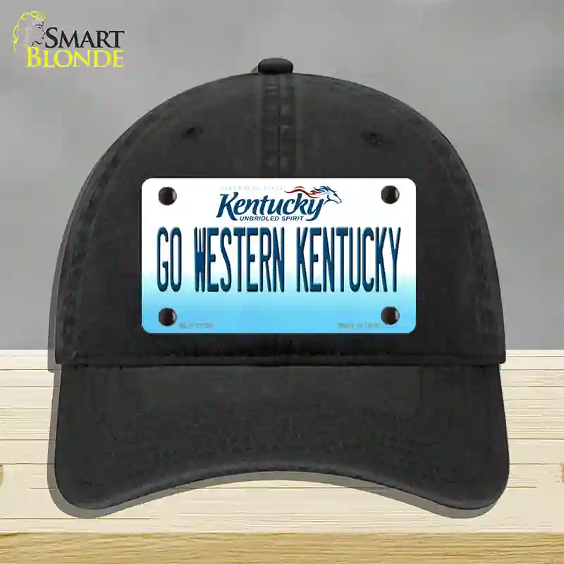 Go Western Kentucky Novelty License Plate Hat Tag Unconstructed Cotton / Black