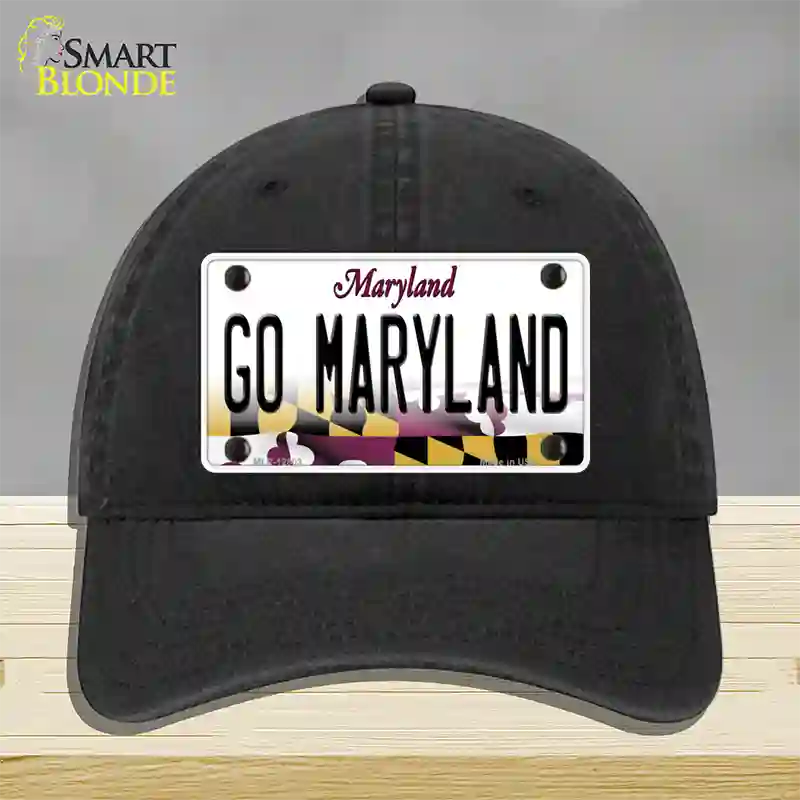 Go Maryland Novelty License Plate Hat Tag Unconstructed Cotton / Black