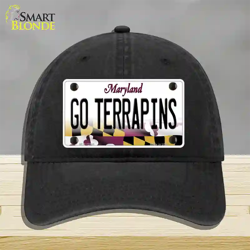 Go Terrapins Novelty License Plate Hat Tag Unconstructed Cotton / Black