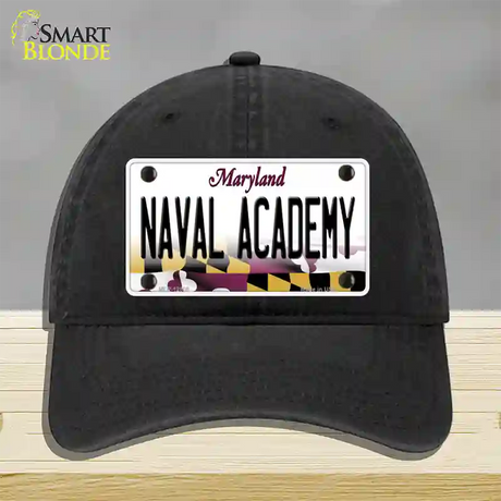 Naval Academy Novelty License Plate Hat Tag Unconstructed Cotton / Black