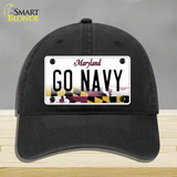 Go Navy Novelty License Plate Hat Tag Unconstructed Cotton / Black