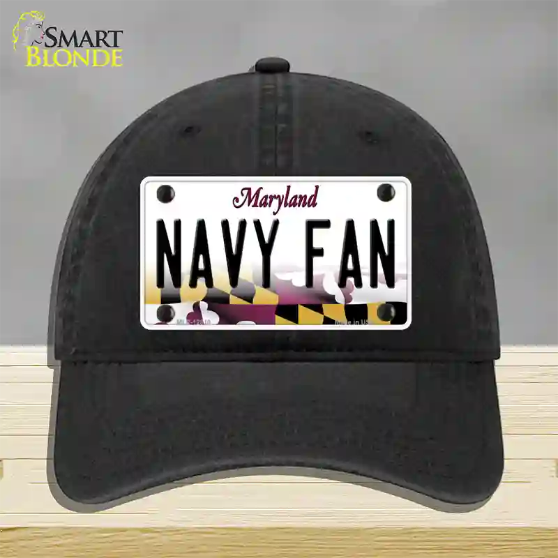 Navy Fan Novelty License Plate Hat Tag Unconstructed Cotton / Black