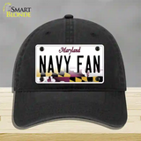 Navy Fan Novelty License Plate Hat Tag Unconstructed Cotton / Black