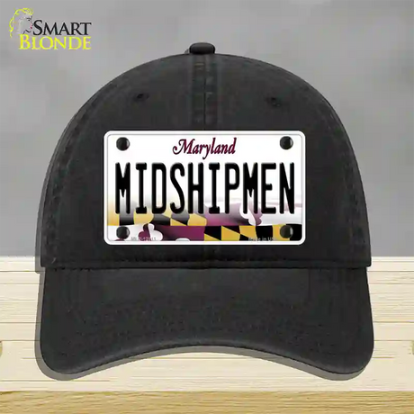 Midshipmen Novelty License Plate Hat Tag Unconstructed Cotton / Black