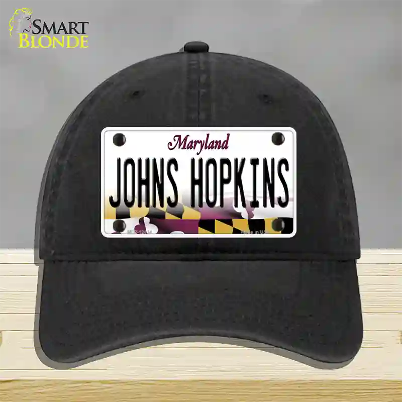 Johns Hopkins Novelty License Plate Hat Tag Unconstructed Cotton / Black