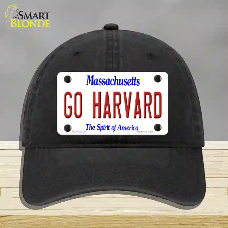 Go Harvard Novelty License Plate Hat Unconstructed Cotton / Black