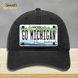 Go Michigan Novelty License Plate Hat Unconstructed Cotton / Black