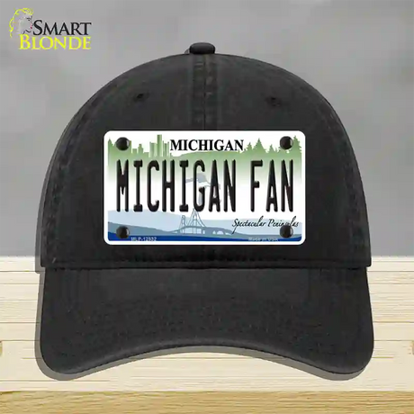 Michigan Fan Novelty License Plate Hat Unconstructed Cotton / Black