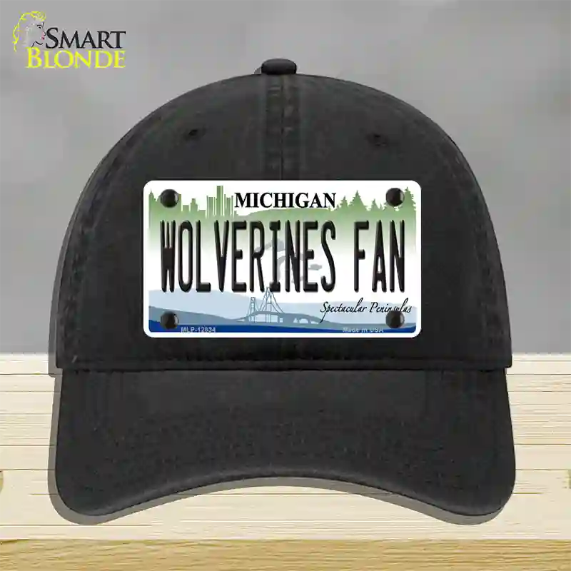 Wolverines Fan Novelty License Plate Hat Unconstructed Cotton / Black