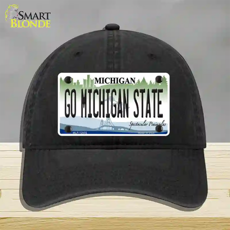 Go Michigan State Novelty License Plate Hat Unconstructed Cotton / Black