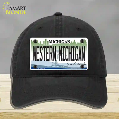 Western Michigan Novelty License Plate Hat Unconstructed Cotton / Black