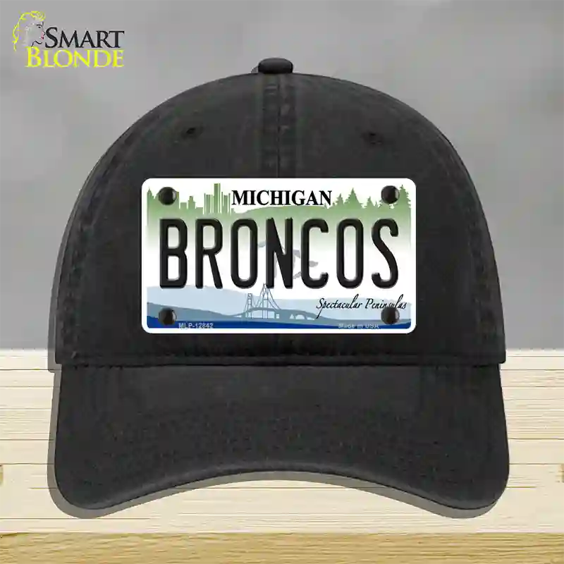 Broncos Michigan Novelty License Plate Hat Unconstructed Cotton / Black