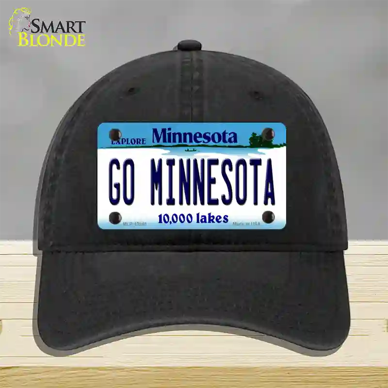 Go Minnesota Novelty License Plate Hat Unconstructed Cotton / Black