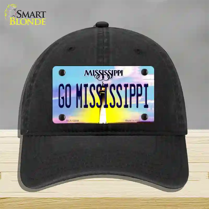 Go Mississippi Novelty License Plate Hat Unconstructed Cotton / Black