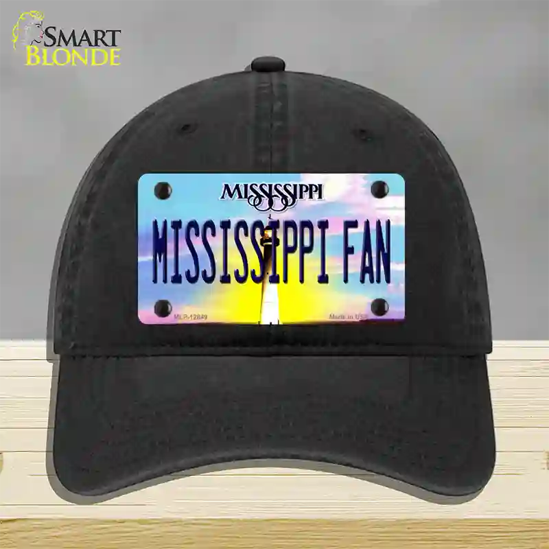 Mississippi Fan Novelty License Plate Hat Unconstructed Cotton / Black