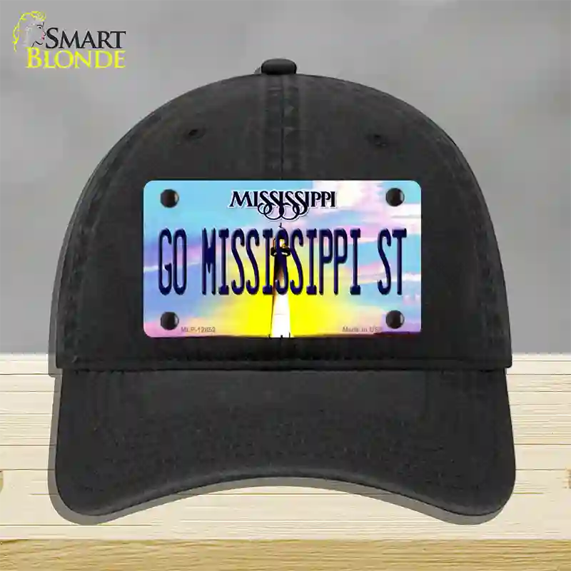 Go Mississippi State Novelty License Plate Hat Unconstructed Cotton / Black