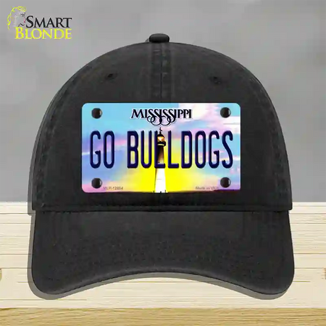 Go Bulldogs Mississippi Novelty License Plate Hat Unconstructed Cotton / Black