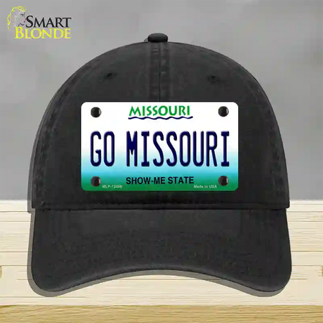 Go Missouri Novelty License Plate Hat Unconstructed Cotton / Black