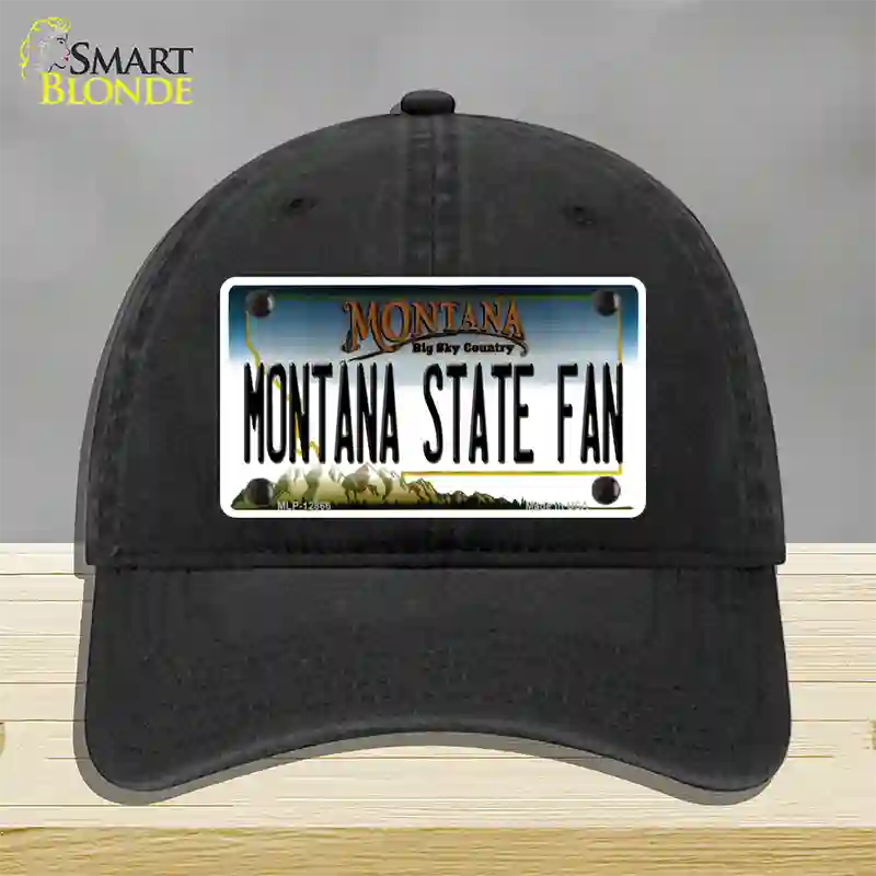 Montana State Fan Novelty License Plate Hat Unconstructed Cotton / Black