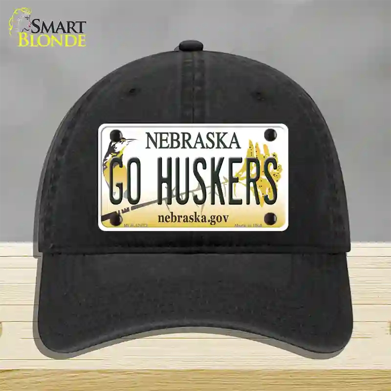 Go Huskers Novelty License Plate Hat Unconstructed Cotton / Black