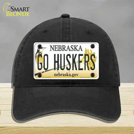 Go Huskers Novelty License Plate Hat Unconstructed Cotton / Black