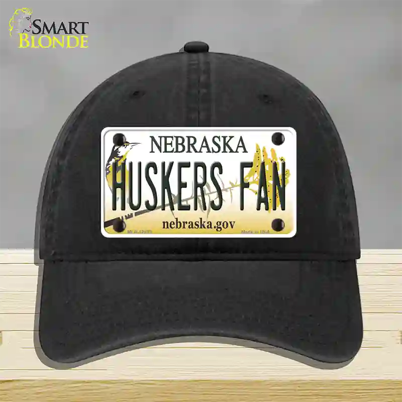 Huskers Fan Novelty License Plate Hat Unconstructed Cotton / Black