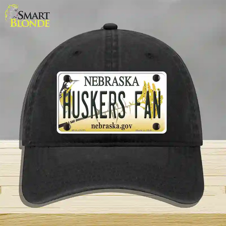 Huskers Fan Novelty License Plate Hat Unconstructed Cotton / Black