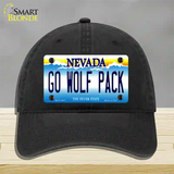 Go Wolf Pack Novelty License Plate Hat Unconstructed Cotton / Black