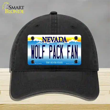 Wolf Pack Fan Novelty License Plate Hat Unconstructed Cotton / Black