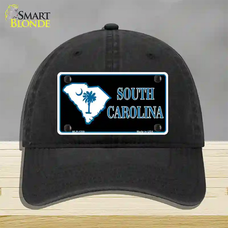 South Carolina Flag Novelty License Plate Hat Unconstructed Cotton / Black