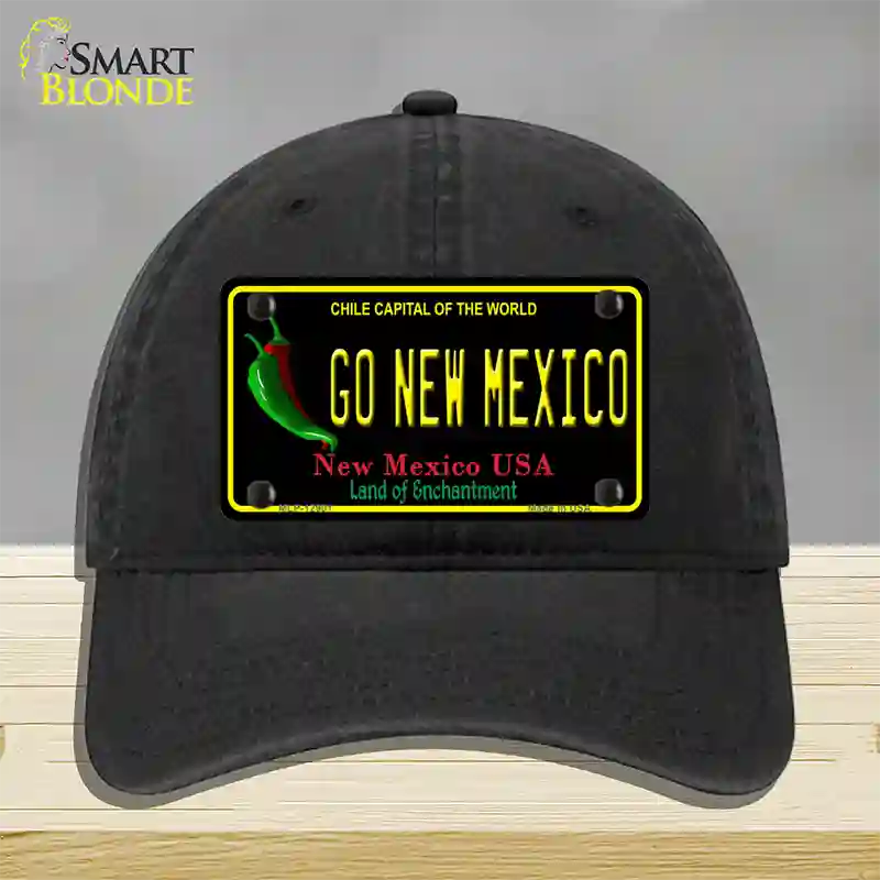 Go New Mexico Novelty License Plate Hat Unconstructed Cotton / Black