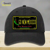 Go New Mexico Novelty License Plate Hat Unconstructed Cotton / Black