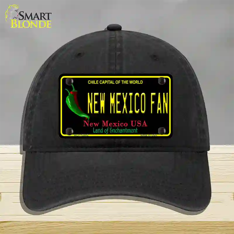 New Mexico Fan Novelty License Plate Hat Unconstructed Cotton / Black