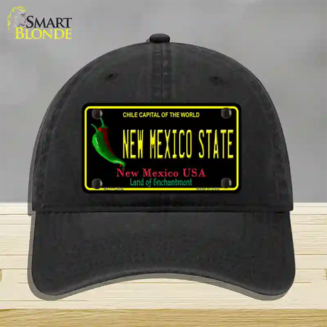 New Mexico State Novelty License Plate Hat Unconstructed Cotton / Black