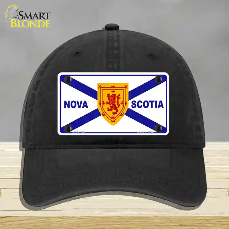 Nova Scotia Flag Novelty License Plate Hat Unconstructed Cotton / Black