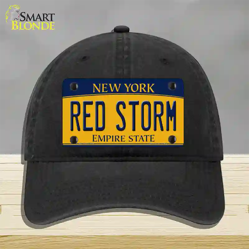 Red Storm Novelty License Plate Hat Unconstructed Cotton / Black